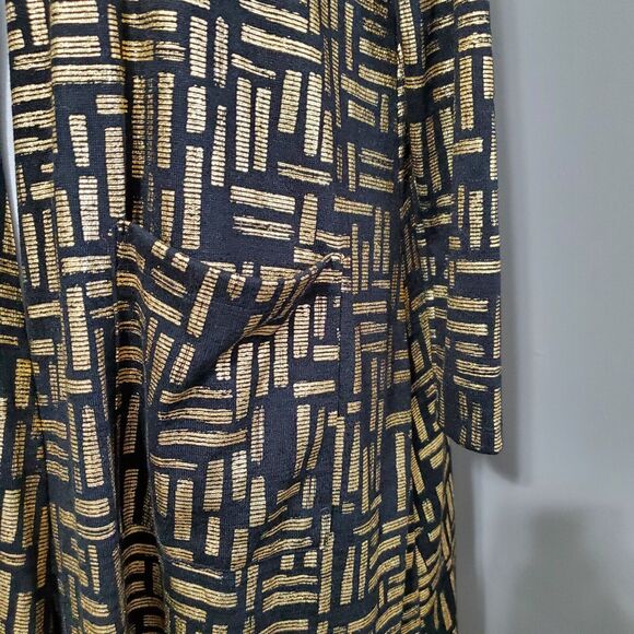 LuLaRoe Elegant Sarah Cardigan Womens Size Medium Duster Black Gold Shimmer - Picture 8 of 13